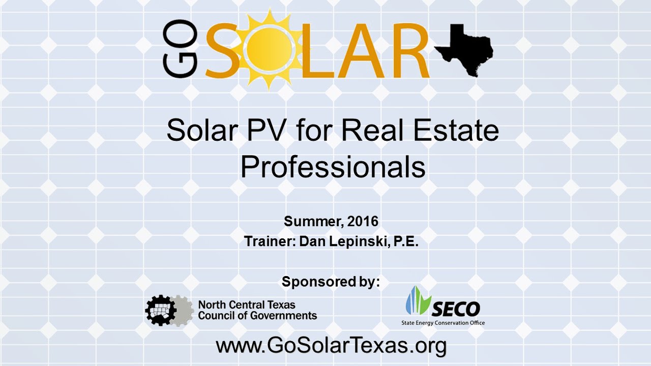 Solar PV for Real Estate Professionals Workshop