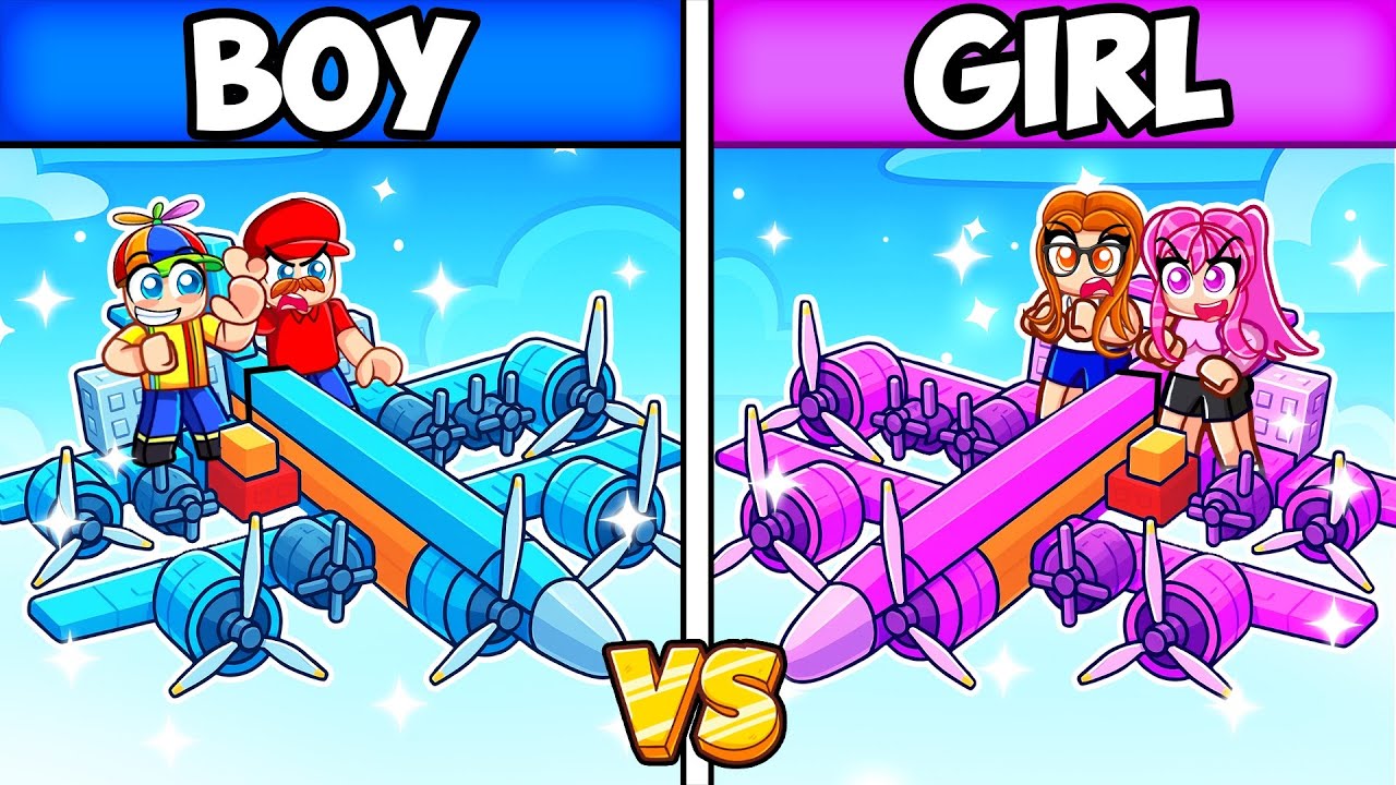 BOYS vs GIRLS AIRPLANE Build Challenge in Roblox Build a Plane!
