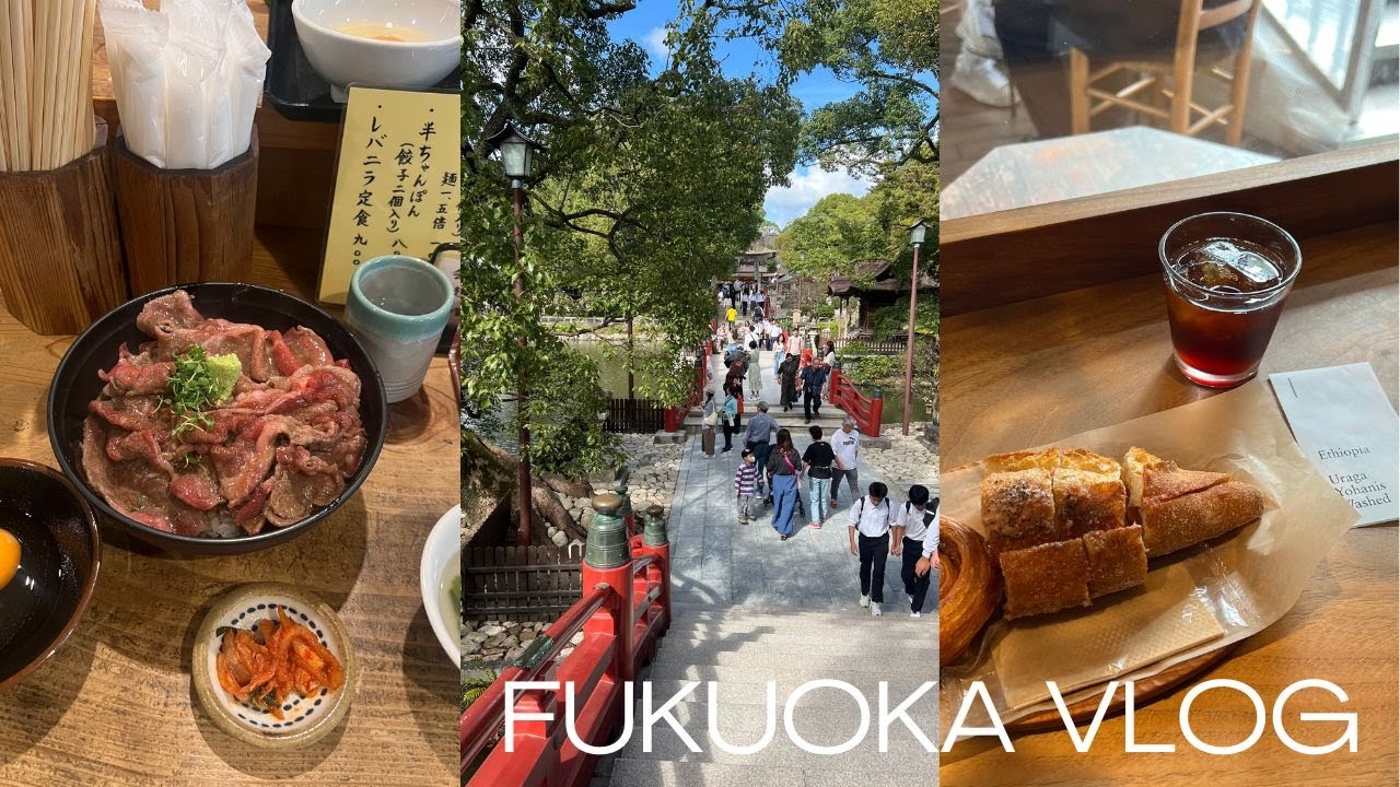【福岡vlog】韓国在住女の福岡爆食１泊２日ひとり旅🍜太宰府天満宮｜博多名物食べまくり｜ミュージカル鑑賞
