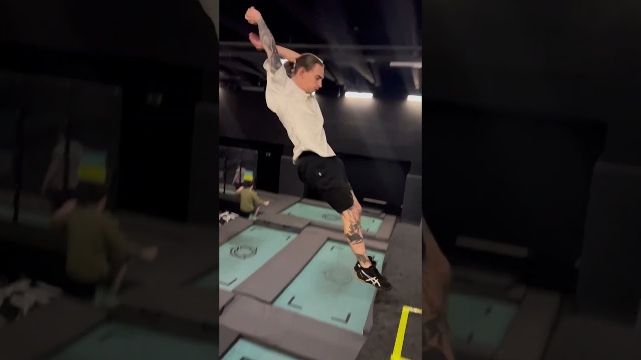 Trying new trick #flippingfeed #trampoline #trampwall
