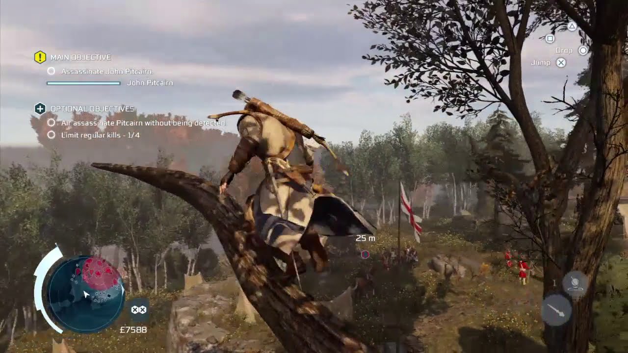 How to Air Assassinate John Pitcairn without being detected - Assassin's Creed 3 Remastered