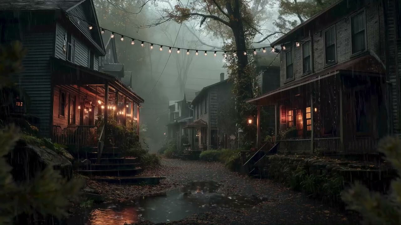 Rainy Town ASMR 🌧️🪵 Cozy Ambience for Writing, Relaxing, Sleeping, and Reading