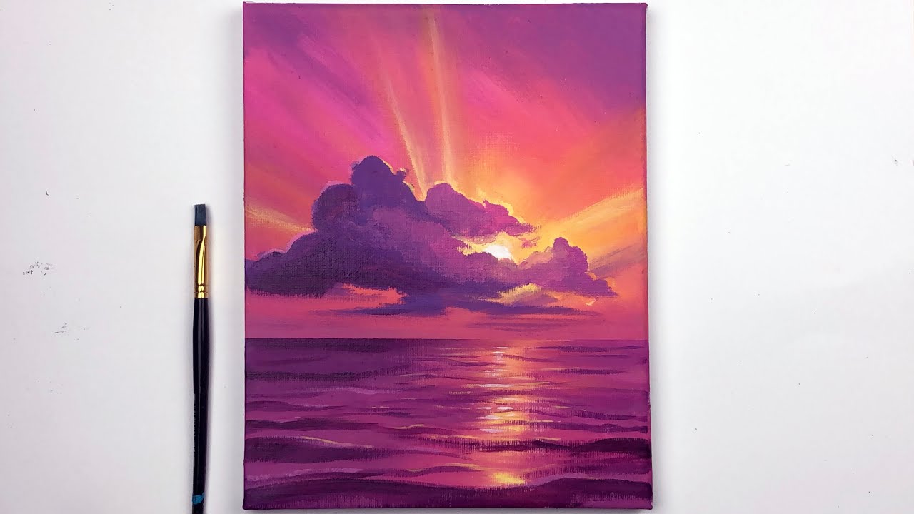 Sunset Acrylic Painting Tutorial Step by Step Easy | Sunset Acrylic Tutorial
