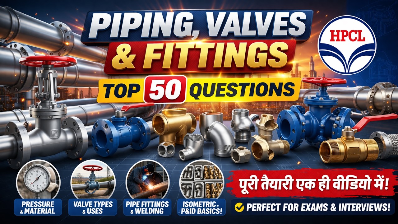 Piping, Valves & Fittings | Top 50 Questions for HPCL Mechanical 2026 | MRKSTUDY