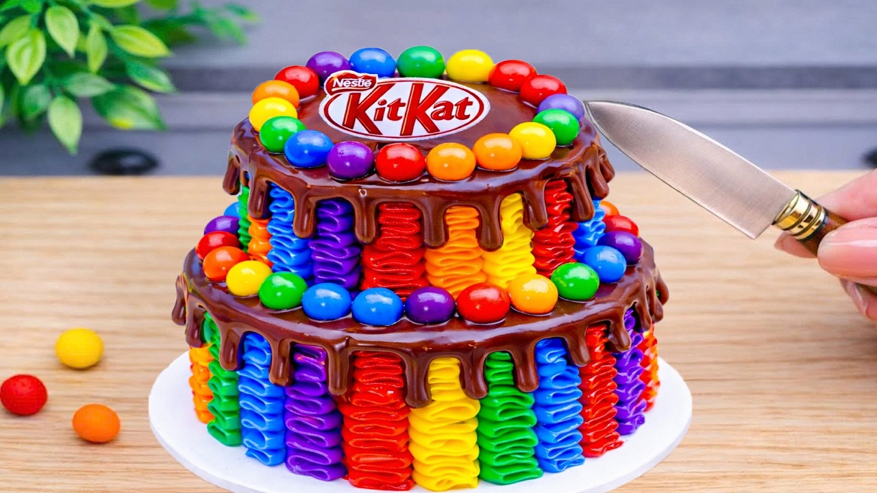 The Most Satisfying Rainbow KitKat Cake 🌈 Chocolate Drip Mini Cake | Mini Bliss