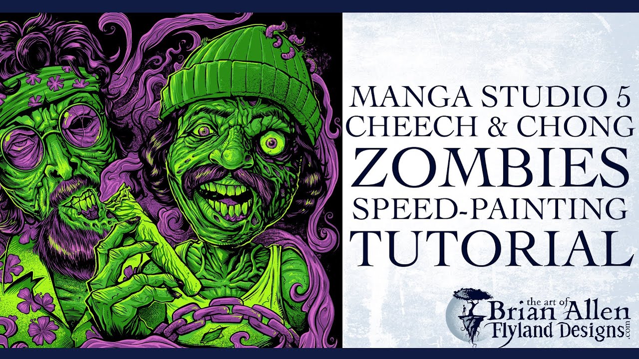 Cheech And Chong Zombies T-Shirt Manga Studio 5 speed painting tutorial