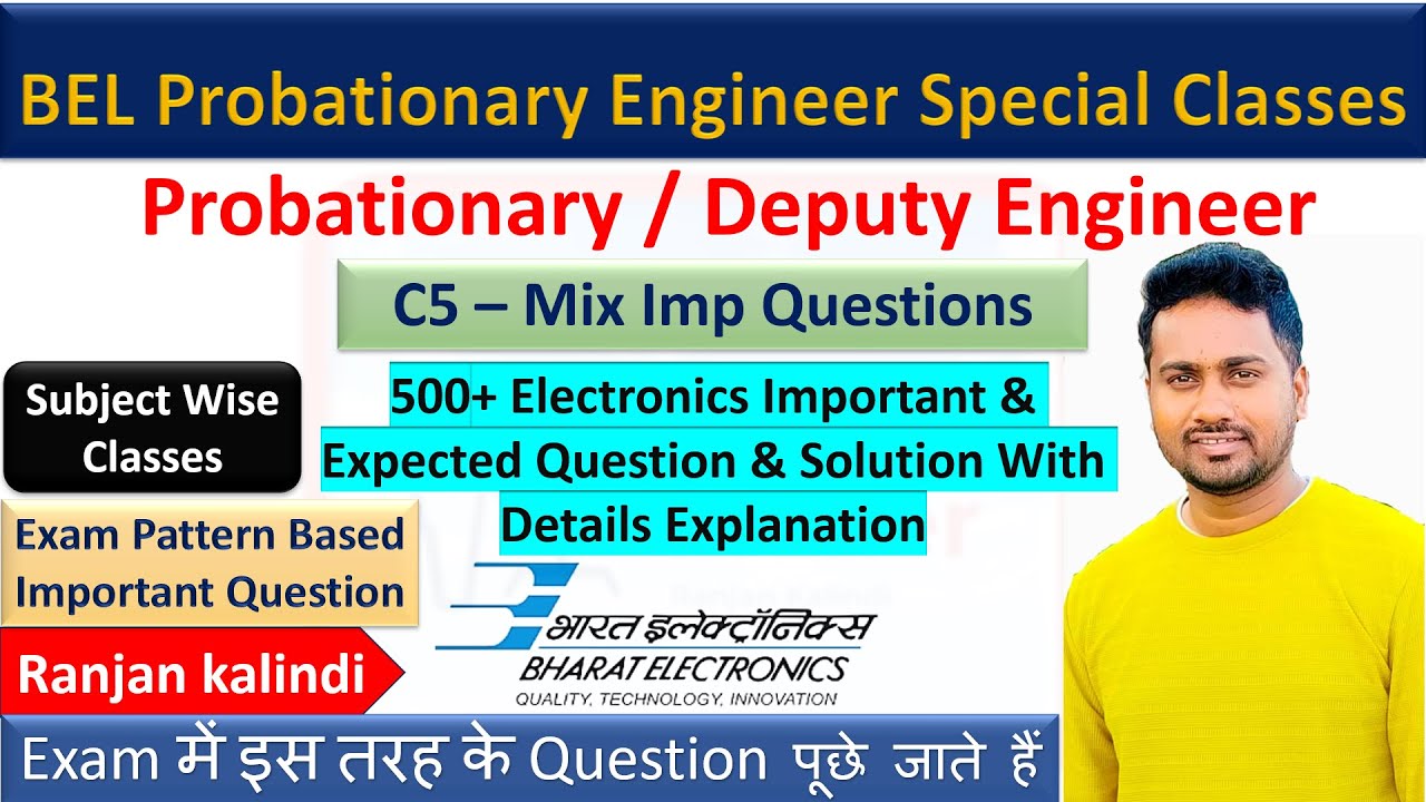 C8: BEL Probationary Engineer Important and Expected Question for Electronics Engineer | BEL Exam