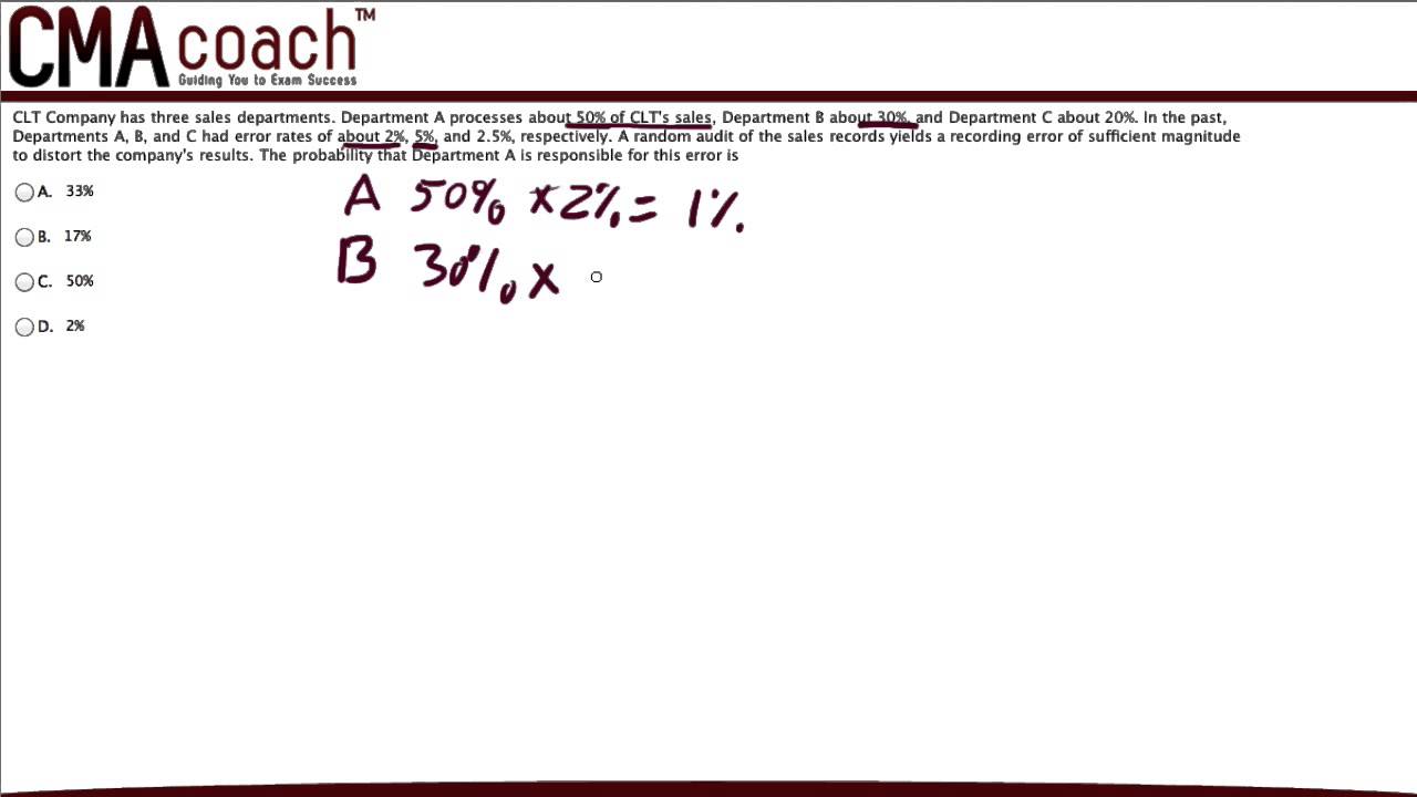 CMA Exam Part 1 - Probability Analysis