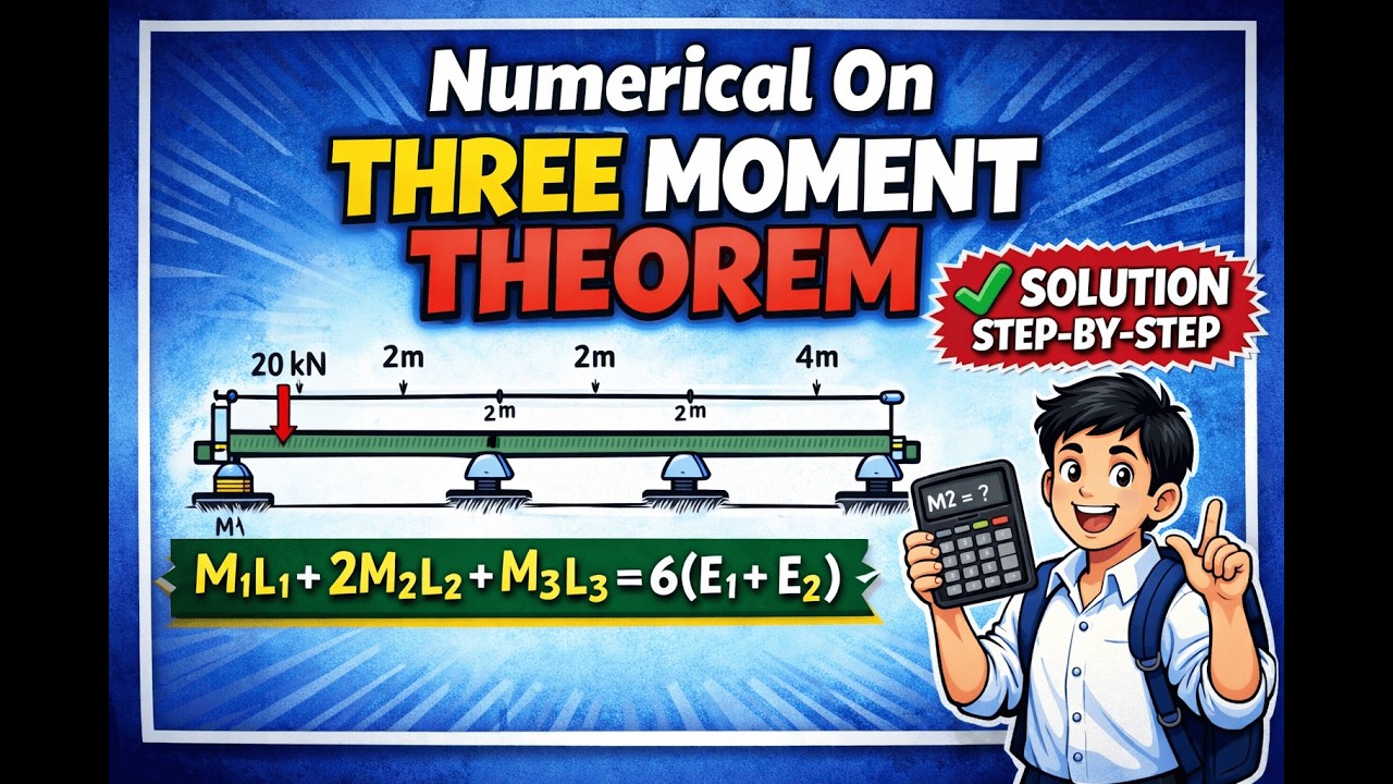 Three Moment Theorem Numerical | Strength of Materials | Step-by-Step Solution