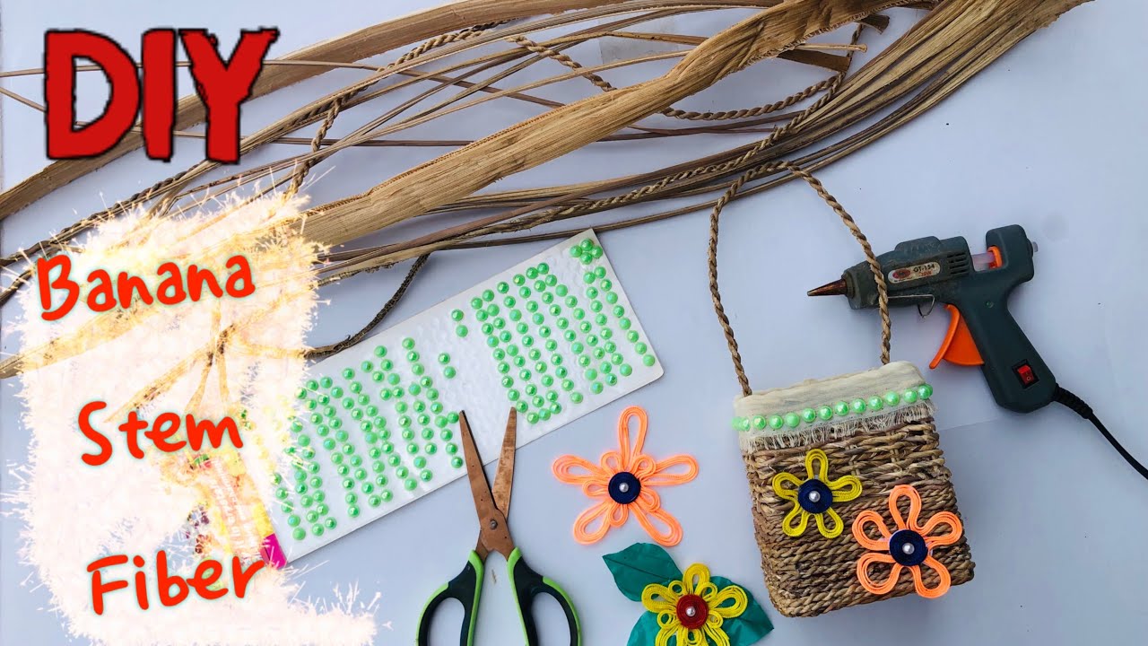 DIY Flower Basket with Banana Stem Fiber/ Jute Craft Ideas/ DIY Banana Stem Ideas.