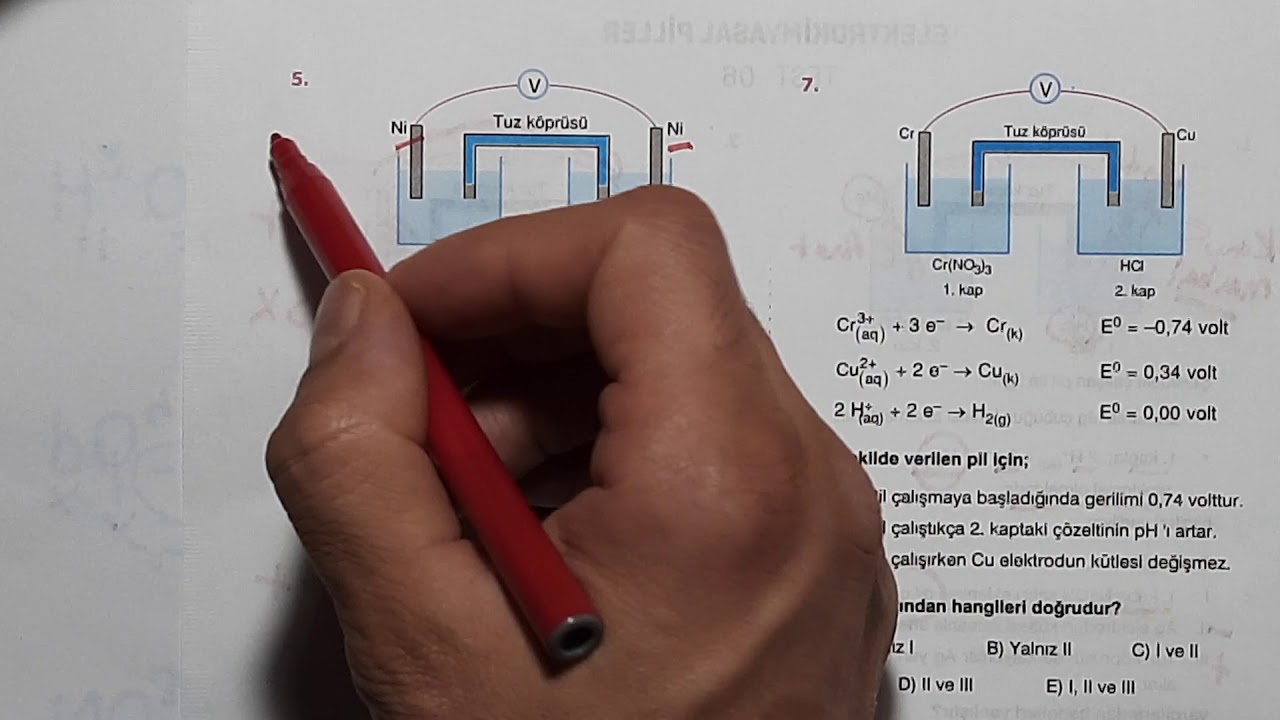 ELEKTROKİMYASAL PİLLER TEST ÇÖZÜMÜ  -AYT KİMYA-