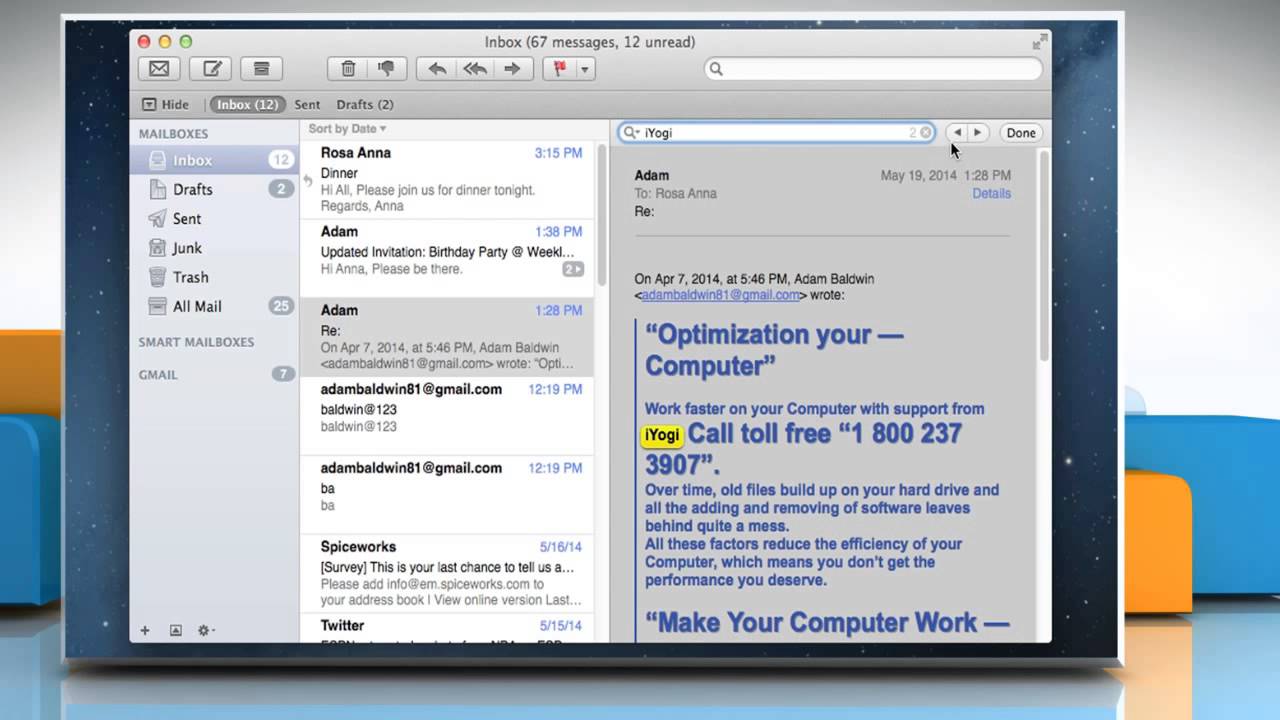 How to Search for a specific message in Mail app messages
