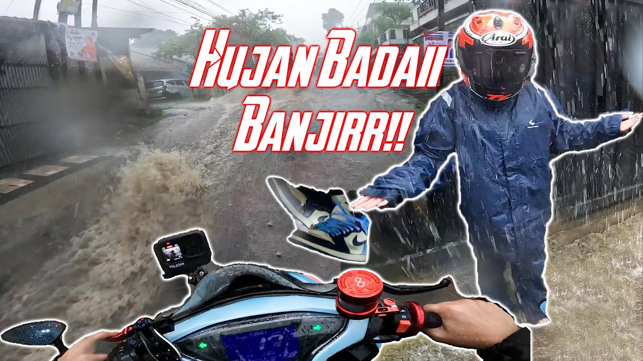 Malah Bahagia!! #BucinVlog Hujan - Hujanan Lewatin Badai dan Banjir | Aerox 185