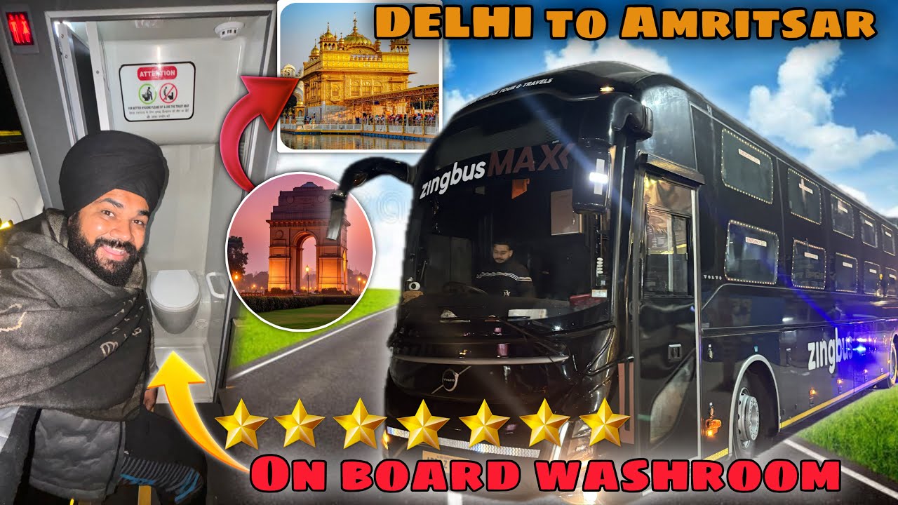 NEW Luxury 7★ Bus Delhi → Amritsar | Onboard Washroom 🍽️ Free Food | Ticket Price & what Features
