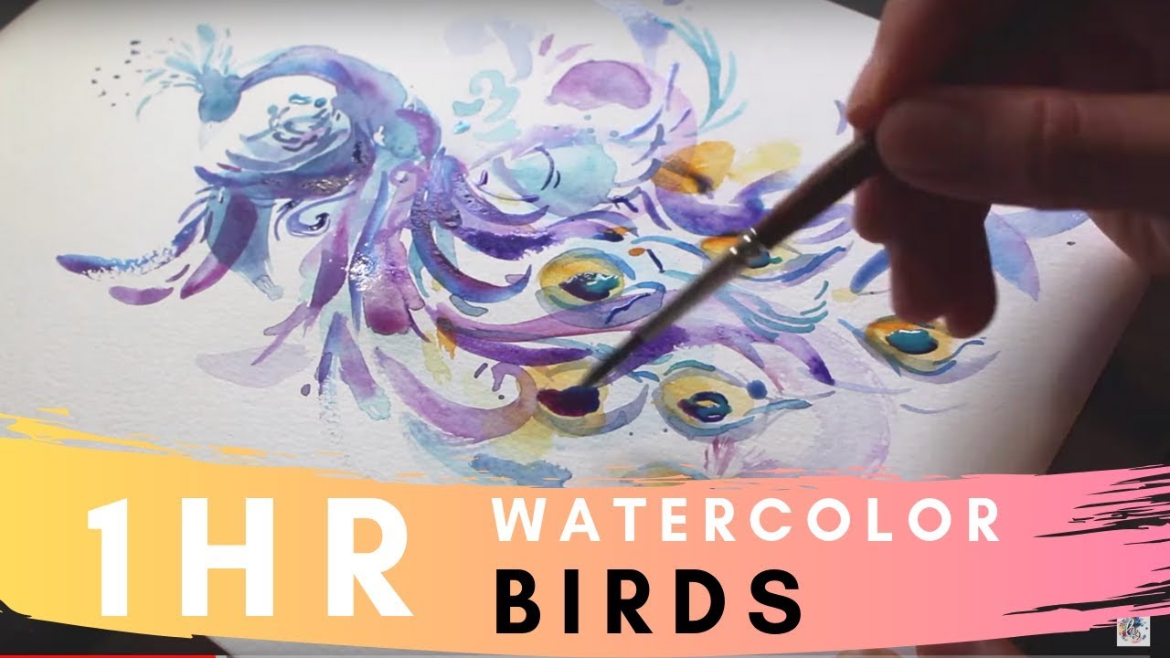 1 HR Painting COMPILATION l Birds with Relaxing Watercolors