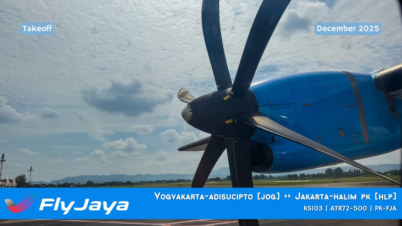 [TAKEOFF] FLYJAYA KS103 YOGYAKARTA [JOG] ✈︎ JAKARTA [HLP] | ATR72-500 | PK-FJA