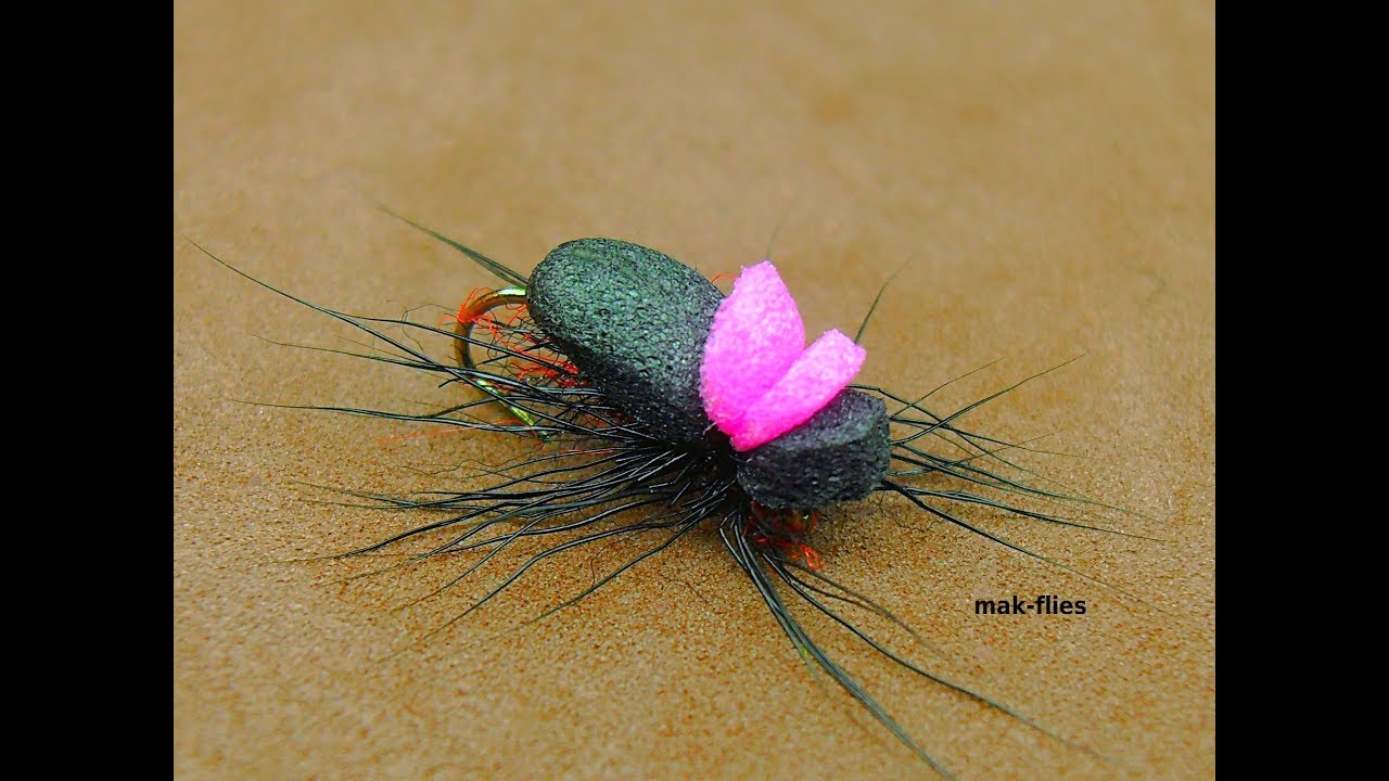 Fly Tying a Foam Beetle ( Dry Fly ) by Mak