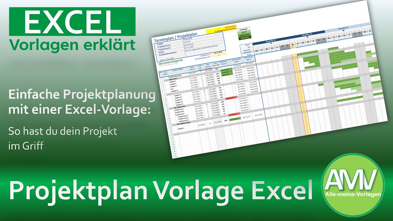 Projektplan Vorlage f&uuml;r Excel