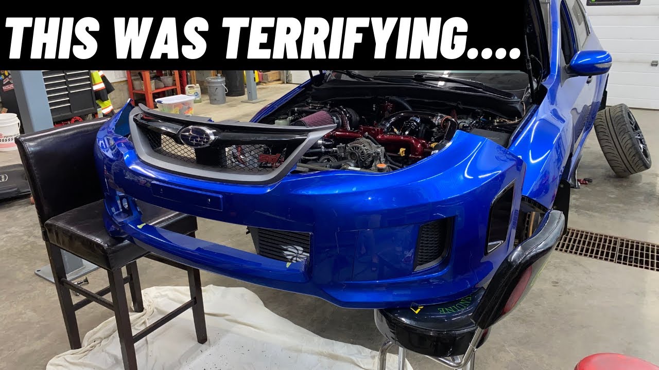 CUTTING MY FRONT BUMPER TO FIT AN ETS FMIC!! (08-14 SUBARU STI)