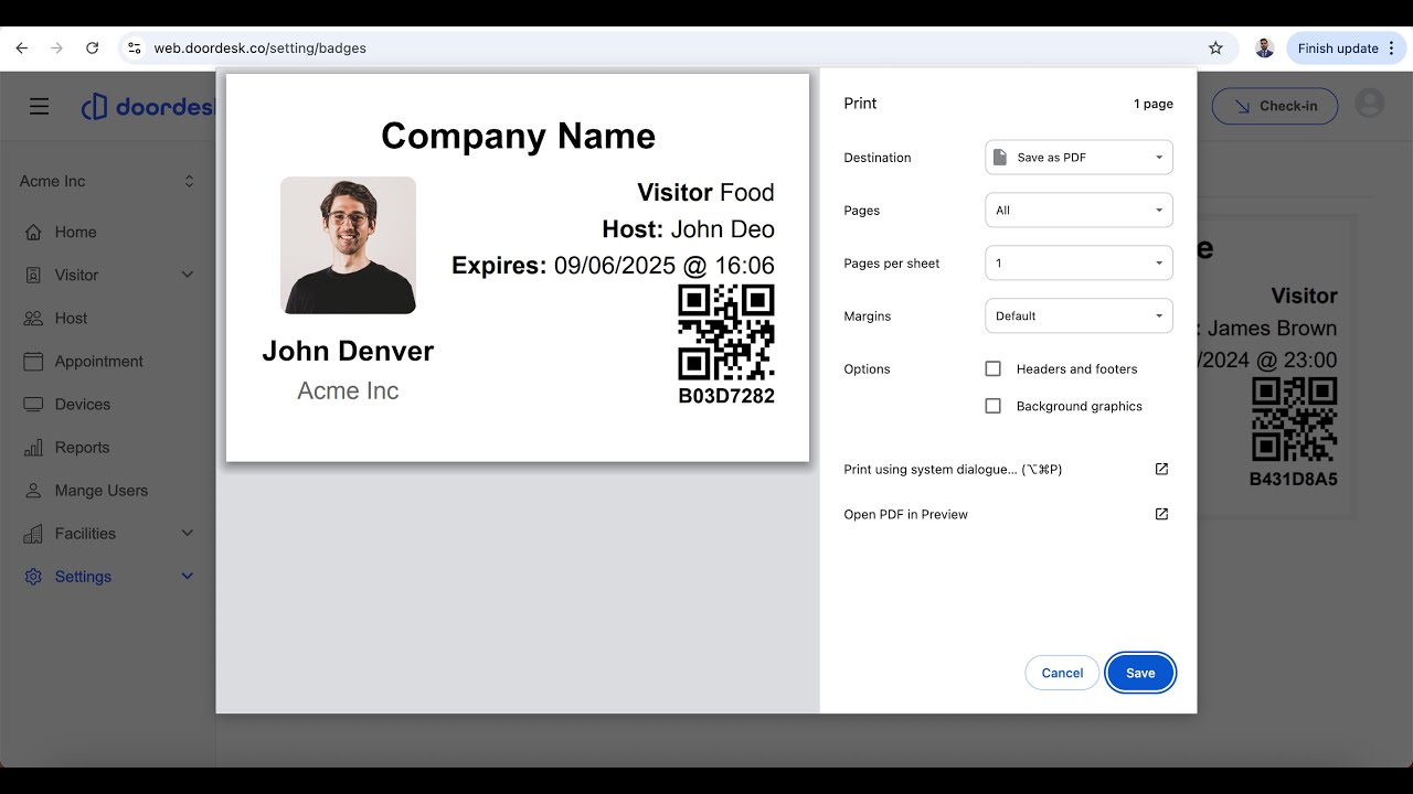 How to Print Visitor Pass in DoorDesk Web App | DoorDesk #visitormanagementsystem #gatepass