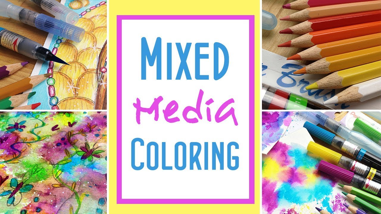 Mixed Media Coloring Tutorial: How to Combine Watercolor Pencils, Ink Brushes and Colored Pencils