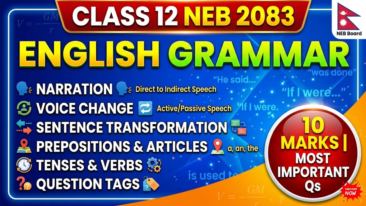 🔴 10 Marks Grammar Questions || Important Questions for Board Question - 2083 #english #exam 