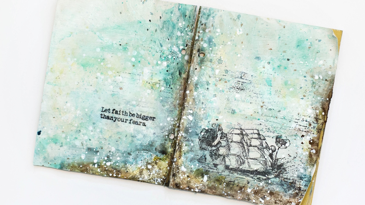 Step by step mixed media art journal page process