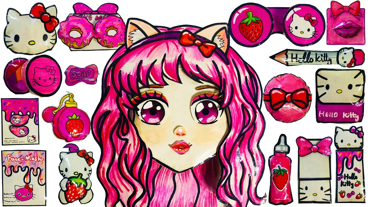[💚Paper diy💚] Hello Kitty Skincare & Makeup Roblox 로블록스 헬로키티 스퀴시 asmr