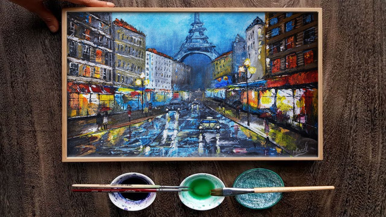 Acrylic Painting for beginners | Timelapse of Acrylic Painting | Eiffel Tower Paris