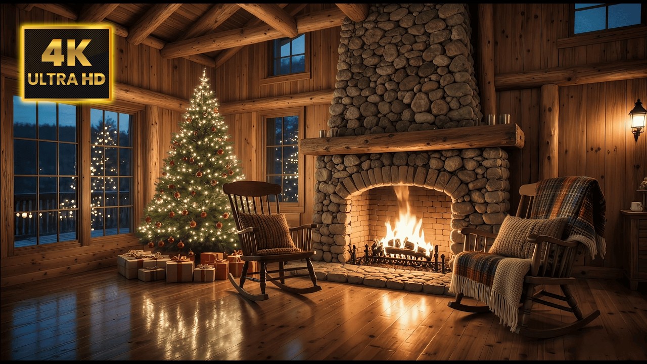 11h Cozy Christmas fire place | 🔥Crackling Fire Sounds