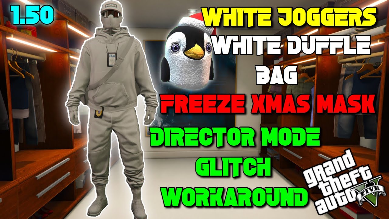 GTA 5 DM GLITCH | HOW TO GET WHITE JOGGERS, WHITE DUFFLE BAG | FREEZE XMAS MASK | WORKAROUND | 1.50