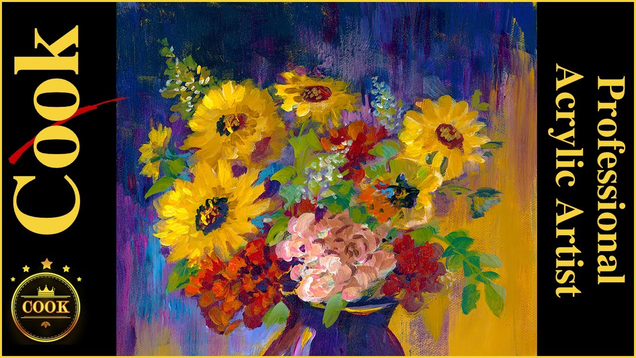 How to Update the Colors of a Vase of Flowers by Redon in Acrylics for Beginners to Advanced Artists