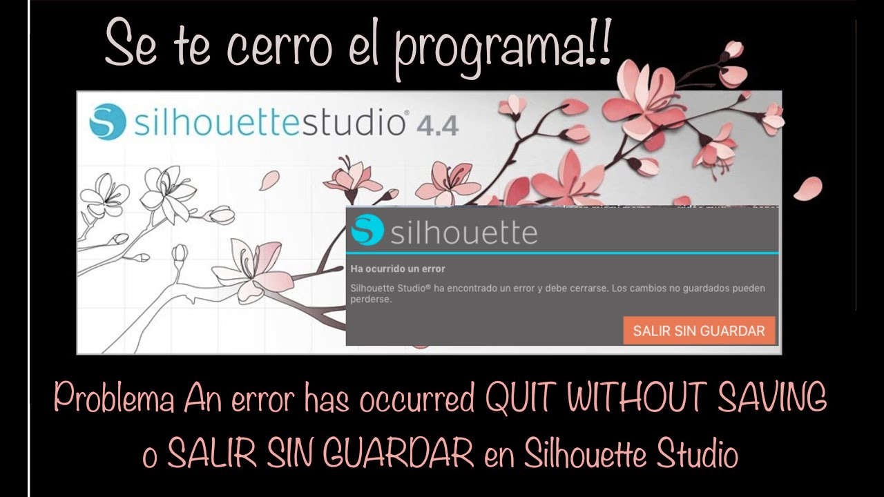Solución a Problema An error has occurred QUIT WITHOUT SAVING o SALIR SIN GUARDAR  Silhouette Studio