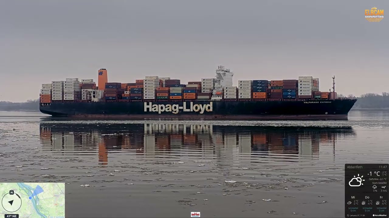 VALPARAISO EXPRESS auf der Elbe – Ankunft in Hamburg 27.01.2026 | Containerschiff Live