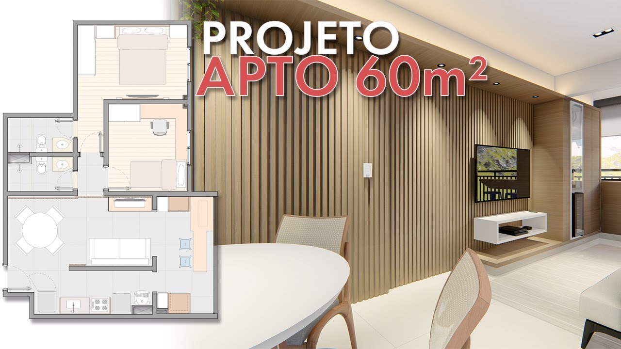 PROJETO DE APARTAMENTO PEQUENO  60m²