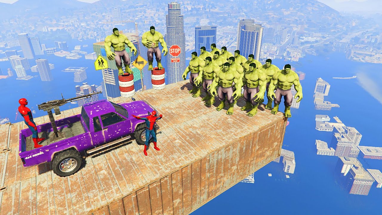 GTA 5 Water Ragdolls SPIDERMAN VS HULK Flooded Los Santos (Euphoria Physics, Fails, Funny Moments)