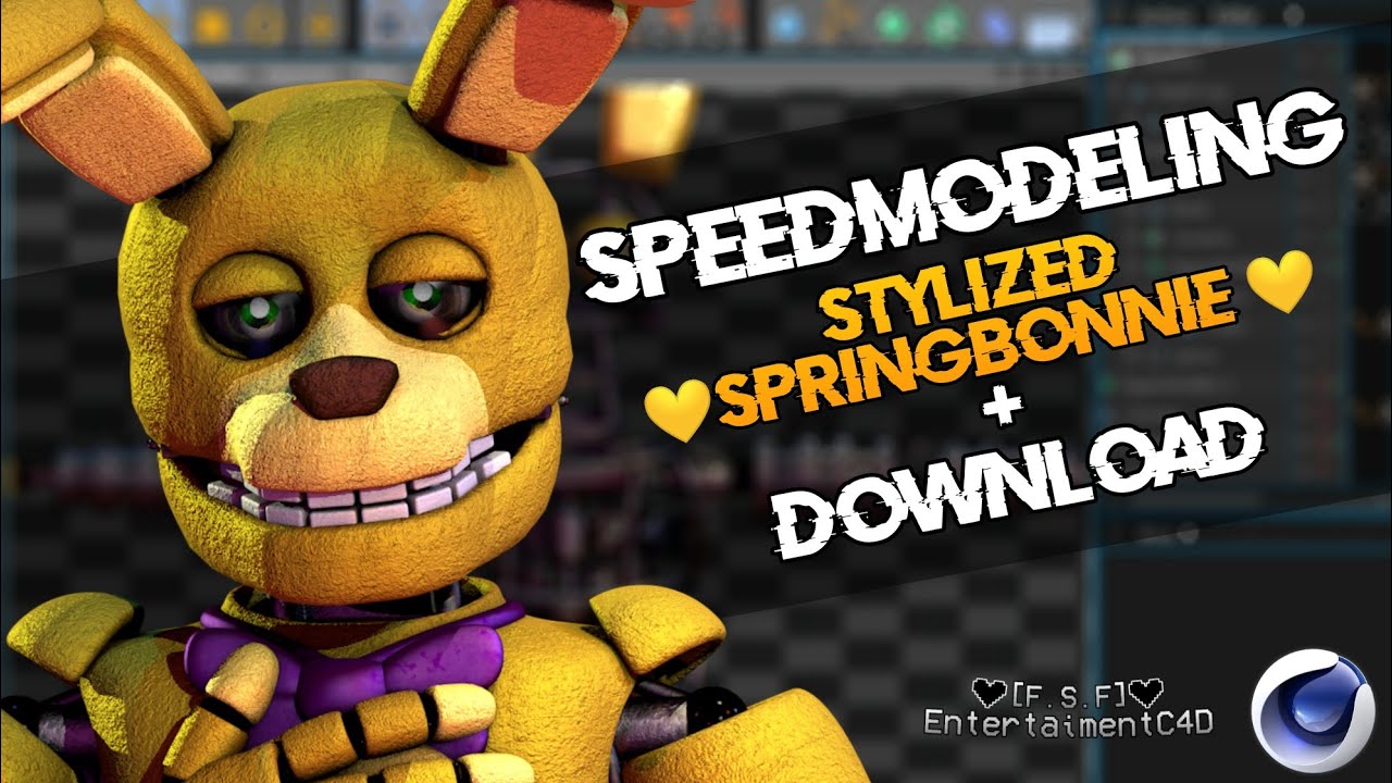 (SpeedModeling/FNAF/C4D/)  Stylized Springbonnie