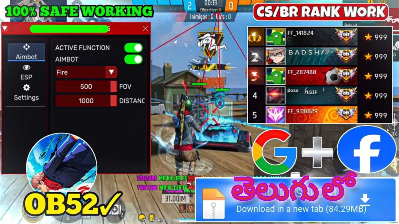 DRIP CLIENT MOD MENU | OB52 UPDATE NEW ANTIBAN FF MOD CS  | BR RANK 100 % SAFE INDIA SERVER  |