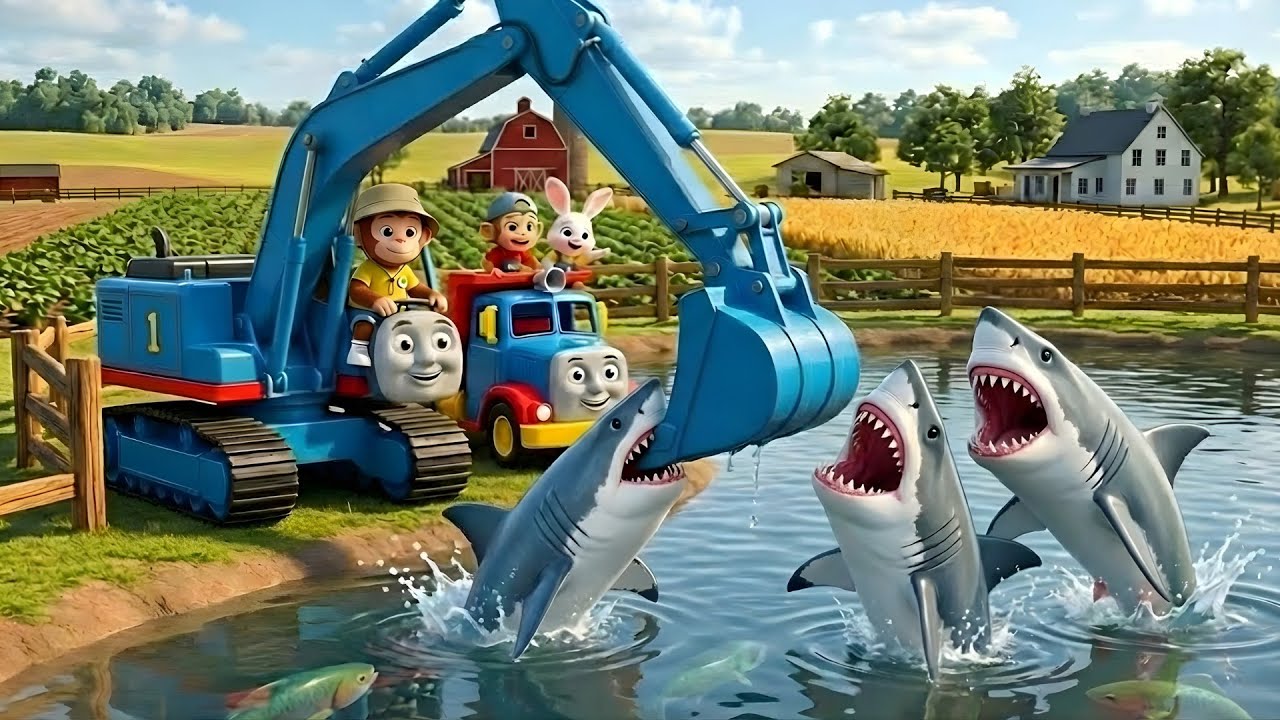 Excavator vs Giant Fish! Brave Monkey’s Incredible Fishing Adventure | Monkey Stories AI