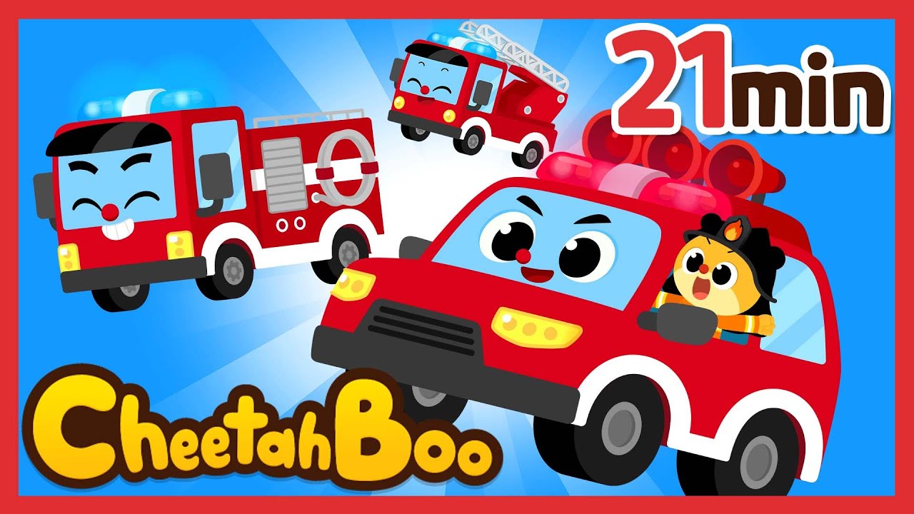 The Cool Fire engines | Rescue car songs | Compilation | Nursery rhymes & Kids Song | #Cheetahboo