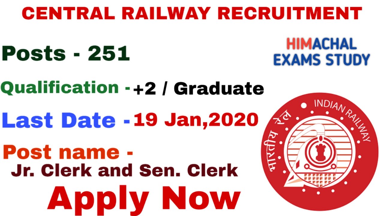 Central Railway Recruitment 2019 ! central railway recruitment 2019-2020