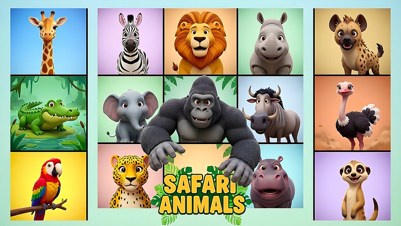 Learn 30 Wild Animals Names for Kids | Animal Safari Song & Sounds