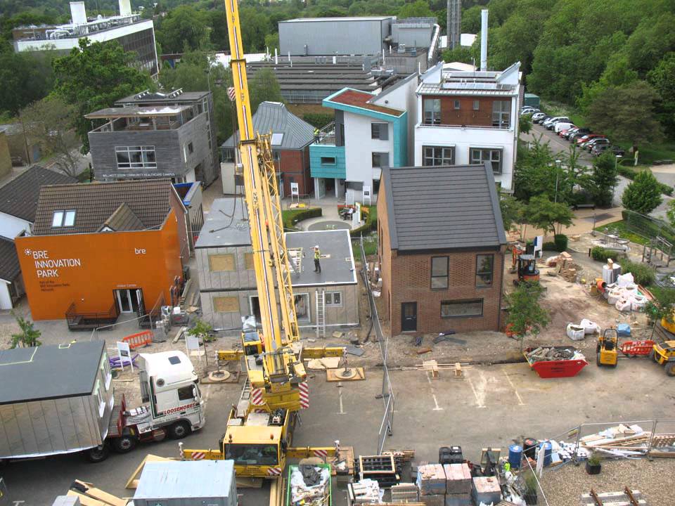 The build of the Üserhuus at BRE, seen from our structures lab roof