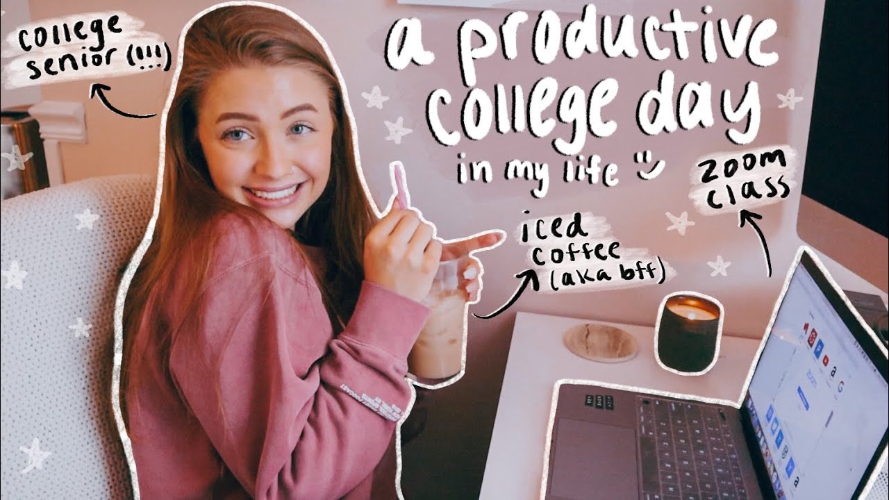 PRODUCTIVE COLLEGE DAY IN MY LIFE: online classes, homework, my iced coffee recipe, planning & more