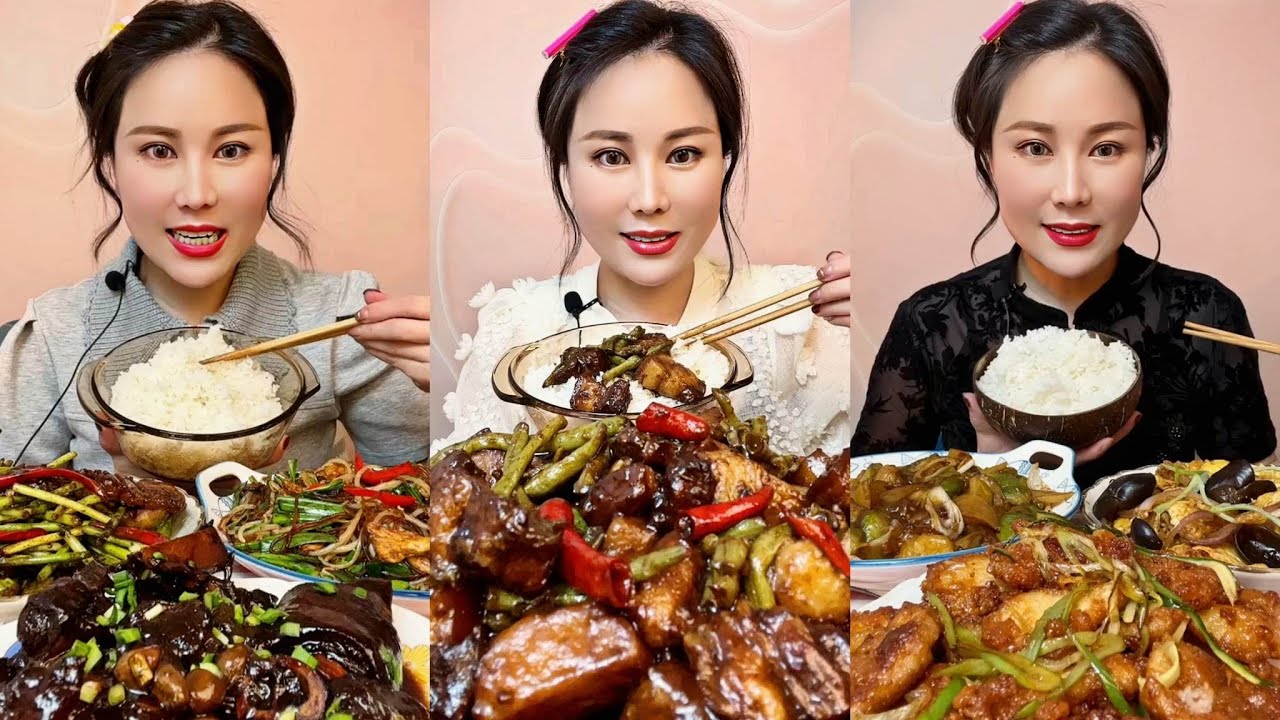 ASMR | 중국삼겹살찜와흰쌀밥 먹방 | 돼지고기과볶음밥 먹방 | 중국밥먹방/중국먹방/통삼겹살/밥먹방 | 돼지갈비요리 먹방 | 다양한음식 먹방 | 중국음식 먹방에 ASMR