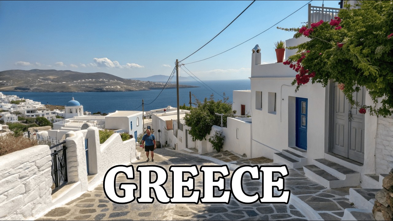 Greece 4K Walking Tour 🇬🇷 Quiet Town with Narrow Streets & Traditional Greek Houses | Real Sounds