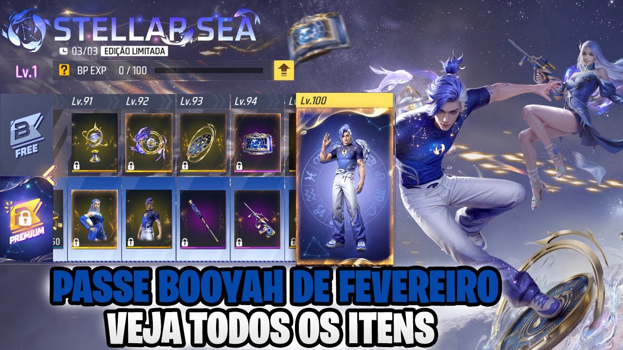 PASSE DE FEVEREIRO DE 2026 │ VEJA TODOS OS ITENS DO PASSE DE ELITE│ PASSE BOOYAH MARE ESTELAR 😱🔥