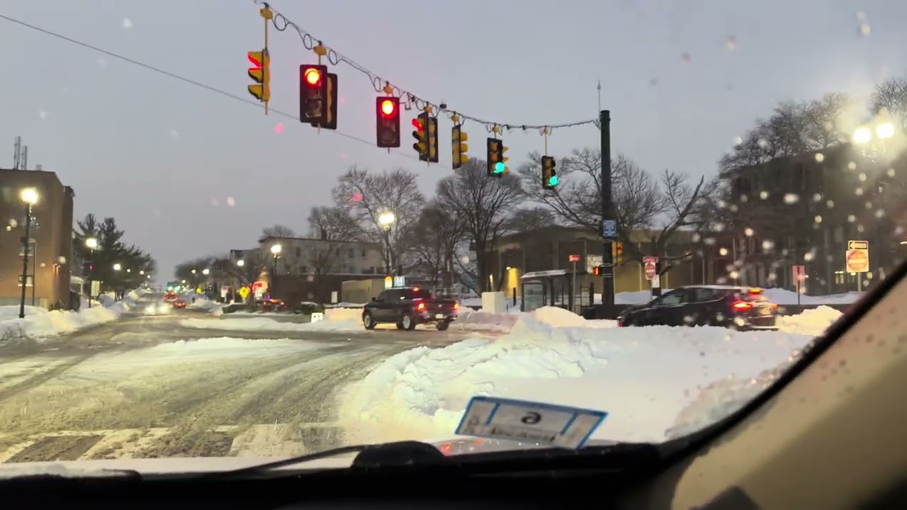 Snow drive around Boston. 
