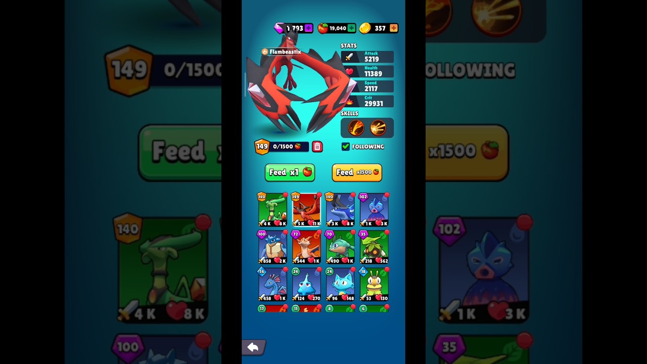 !! Monster Battle: Catch & Train !! Flambeastix !! Level UP 150 🥰🥰🥰 #Viral #shorts #monster #battle