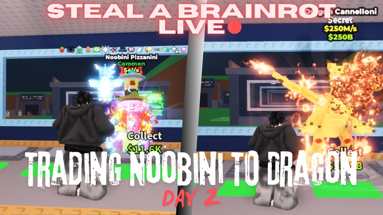 Steal a Brainrot Live TradingNoobini To Dragon Challenge Day 2 |Rajbirbloxz Is Live